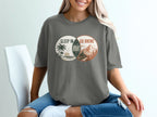 T-shirt graphic with Venn diagram showing "sleep in" and "go hiking" with "regret" in the overlap.