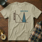 Light brown t-shirt with "SNACK BREAK" and a motivation graph design.