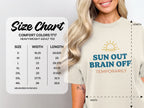Size chart for Comfort Colors 1717 heavyweight adult tee with measurements.