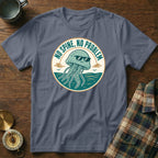 Blue t-shirt with "NO SPINE, NO PROBLEM" text and cartoon jellyfish wearing sunglasses.