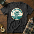 Black t-shirt with cartoon jellyfish wearing sunglasses and text "NO SPINE, NO PROBLEM".